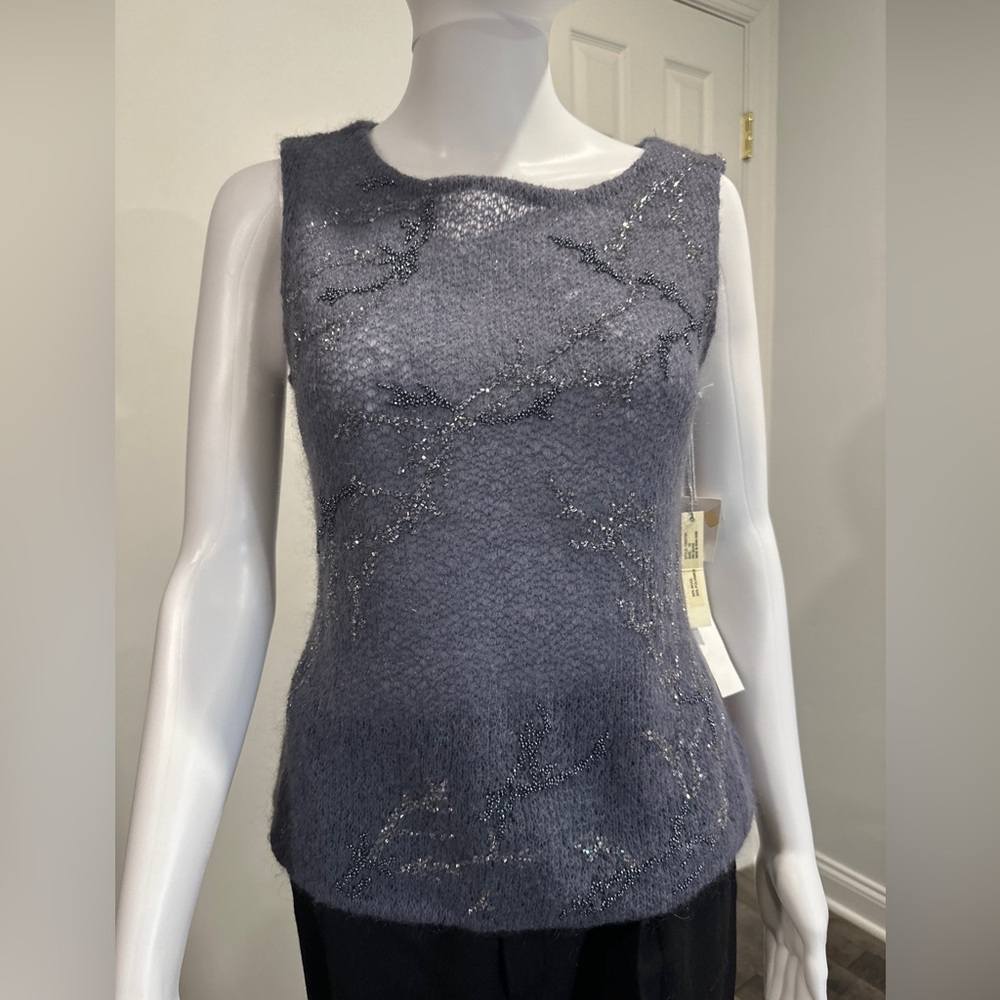VINTAGE BEADED KAY UNGER NEW YORK SWEATER VEST NWT